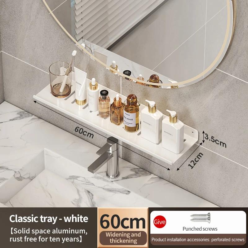 Bathroom Rack Bathroom Shelf Toilet Storage Rack Toilet Kitchen Space Aluminum Hang On the Wall Punch-free Rack Hanging Shelves