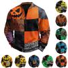 Men's Casual Retro Half Zip Long Sleeve Sweatshirt with Halloween Print