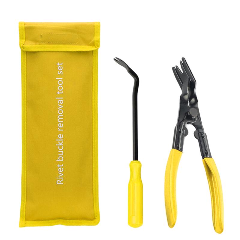 3-Piece Automotive Fastener and Rivet Removal Tool Set: 6-inch & 8-inch Screwdrivers, Pliers for Car Clip and Decorative Opening.