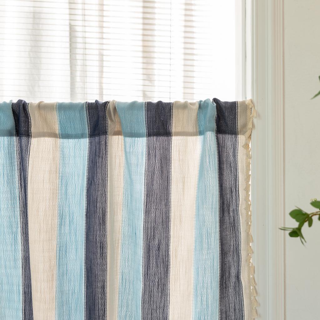 Short Curtain Gray Striped Cotton And Linen Half Curtain Half Curtain Window Curtain Coffee Curtain Small Window Curtain