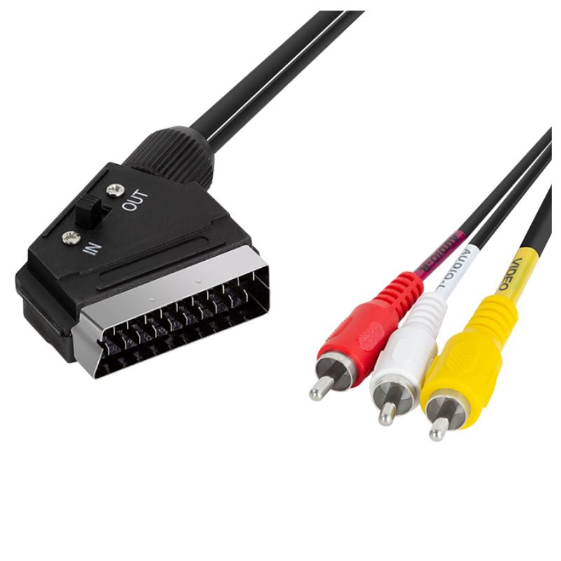 Scart To 3x RCA Cable 2m, Black - LogiLink, scart/M - 3x Cinch/M, CA1029