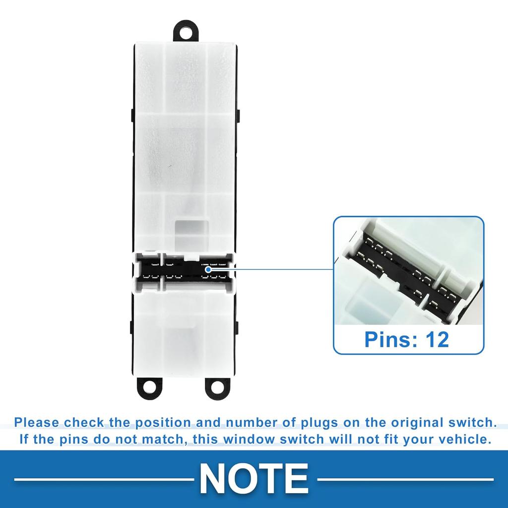 Power Window Switch No.25401EA003 Front Left Driver Side Window Control Switch for Nissan Frontier Xterra 2005-2012 Black