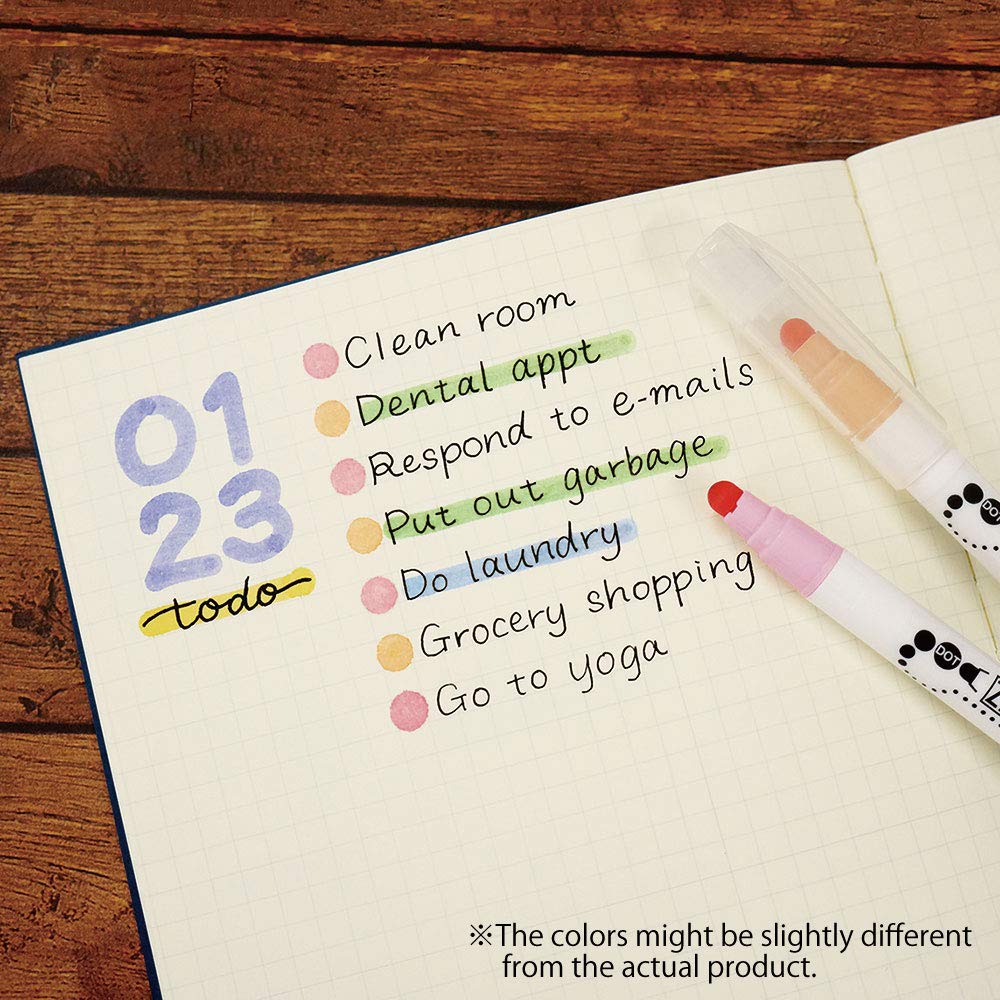 Kuretake ZIG Clean Color Dot Markers, Gentle 6-Color Set, AP Certified, Ideal for Marking Planners/Diaries, Photocopyable, Acid-Free, Lightfast, Odorl