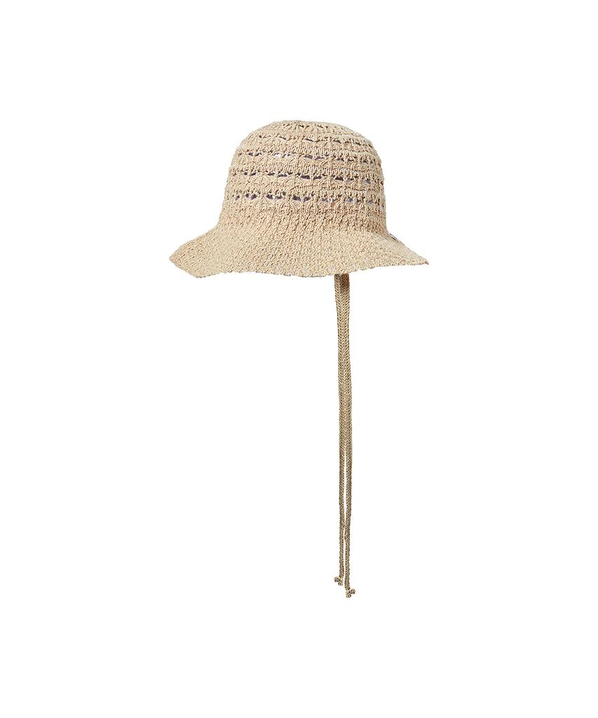 THE GREEN LAB String Knit Beach Bucket Hat [Beige]