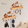 Heavy Duty Coat Hooks Wooden Key Holder with 6 Hooks, Decorative Entryway Organizer Wall Mounted Tool Rack, Easy Mount Installation Hanger for