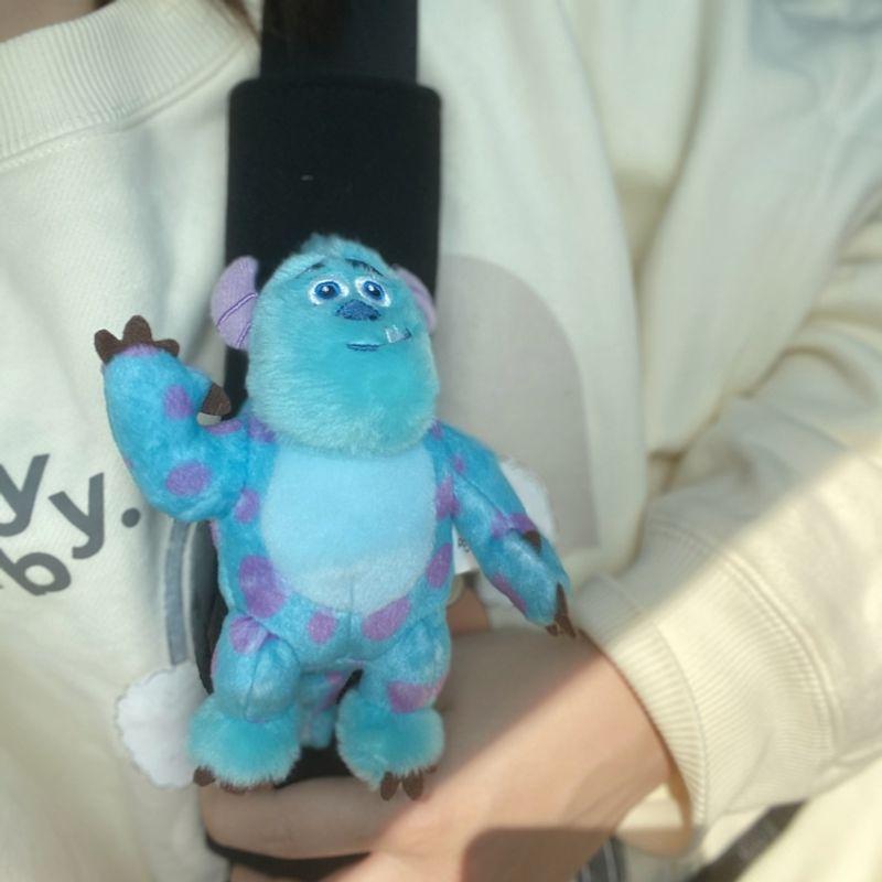 

Car Seatbelt Shoulder Pad Three-Eyed Monster Cartoon Plush Toy Seatbelt Cover Car Interior Decoration for Girls Blue Furry Monster