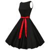 Retro Women's Polka Dot Sleeveless Swing Dress with Bow Tie Waist