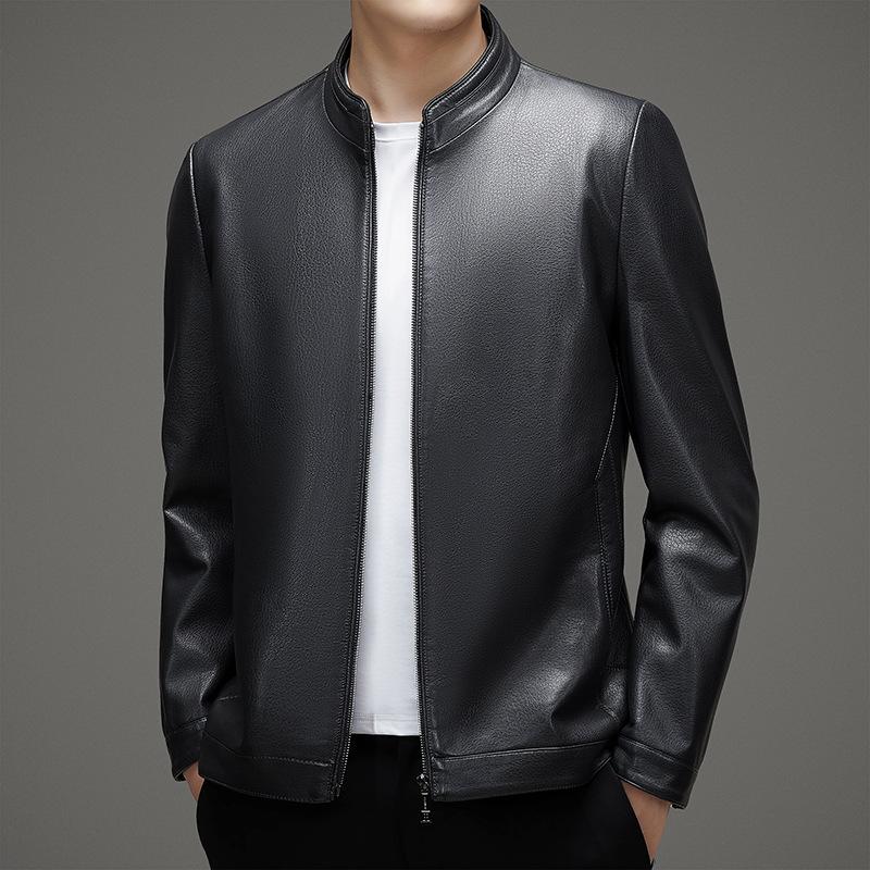Lockere große Größe Mittleren Alters und Ältere Männer Fleece Lammfell Lederjacke Lässig Papa Kleidung Lederjacke Herrenbekleidung