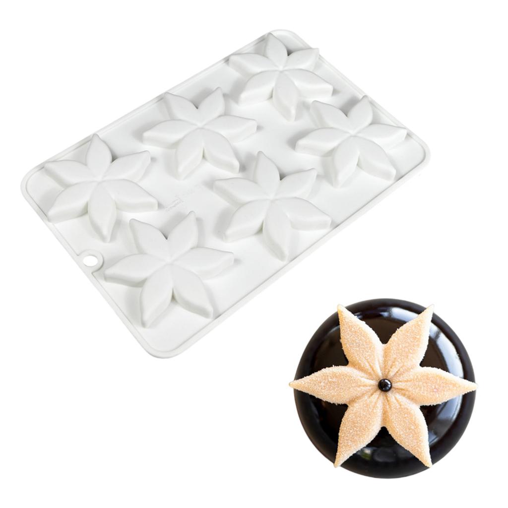 6 Cavities Flower Chocolate Flexible Silicone Mould Multiple Slot Dessert Baking Mould Kitchen Bakewares Cooking Tool