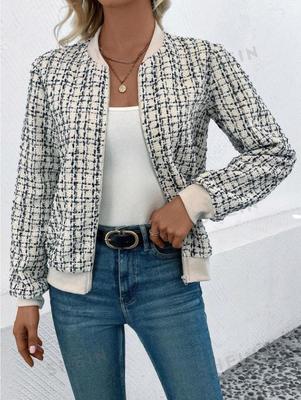 Giacca Cardigan Stampata con Zip a Manica Lunga Autunno 2024