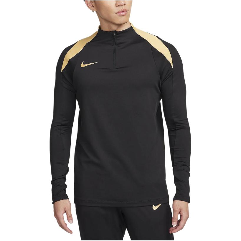 Nike T-shirt casual a maniche lunghe color block con collo alto e mezza zip Uomo Top Nero FN2404-011