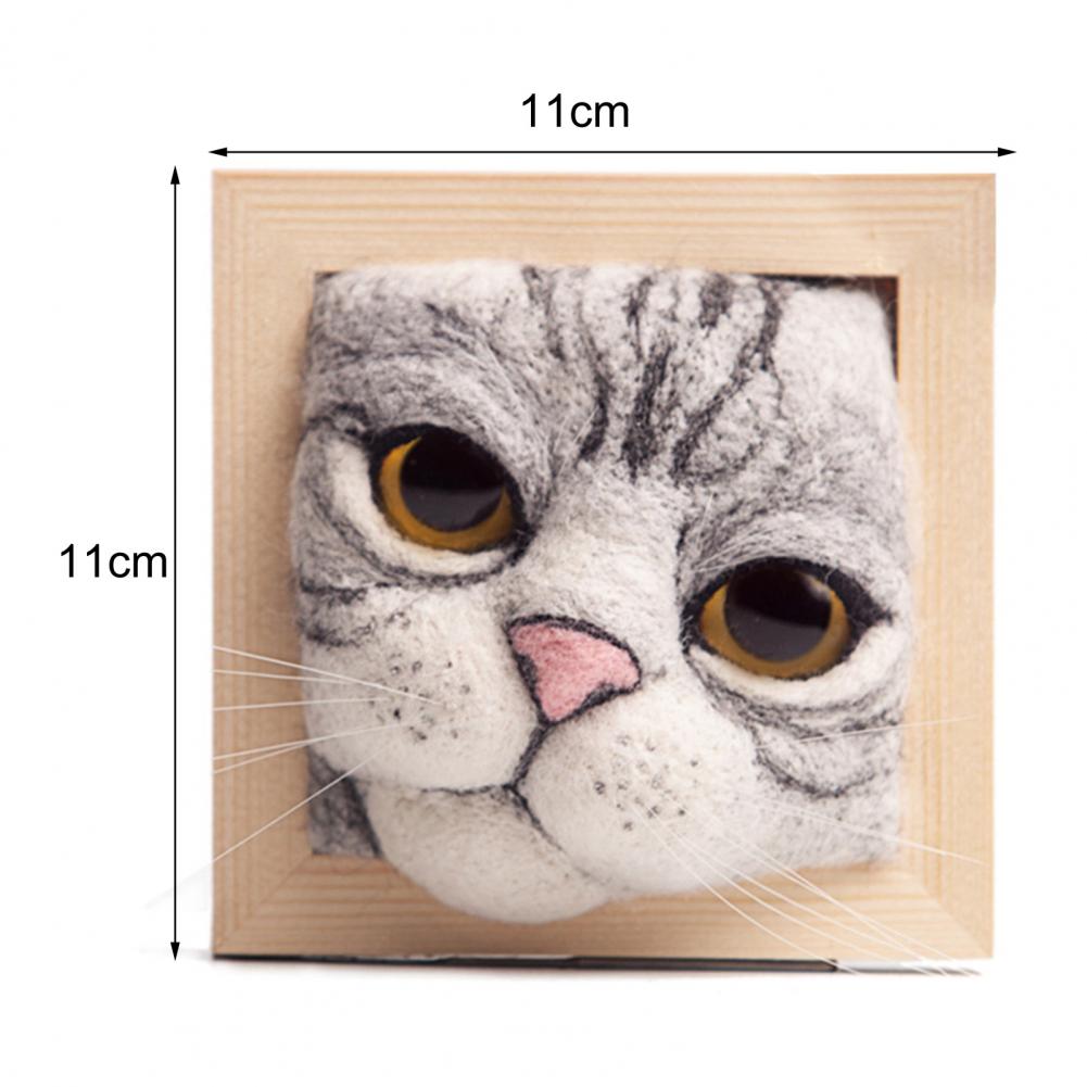 11 cm Holz-Fotorahmen-Ornamente mit formgebender Basis, DIY-Wollfilz, schönes Katzenkopf-Puppen-Strickset, selbstgemachte Heimdekor-Vorräte