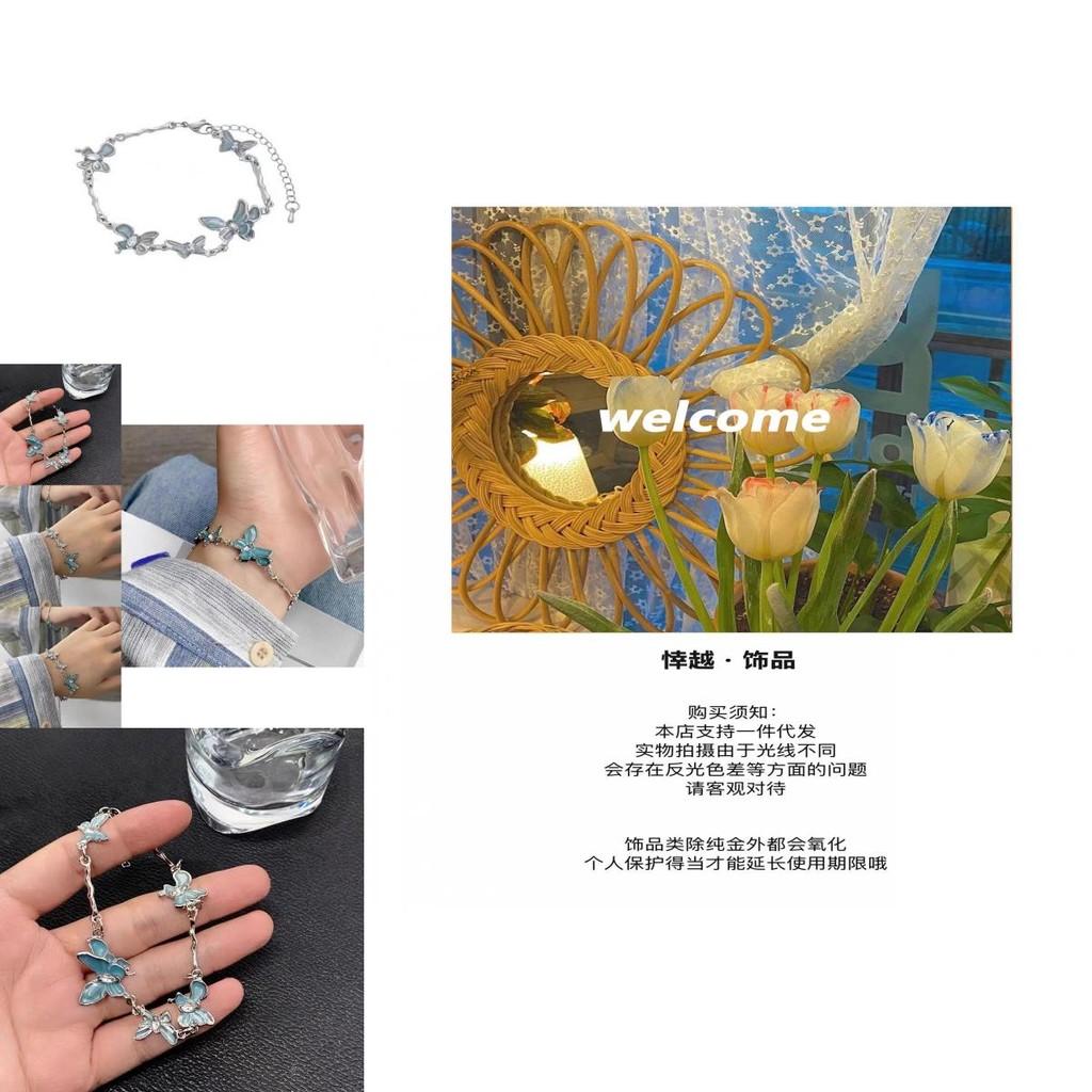 Alluring Blue Butterfly Womens Bracelet Trendy Alloy Plated Summer Jewelry