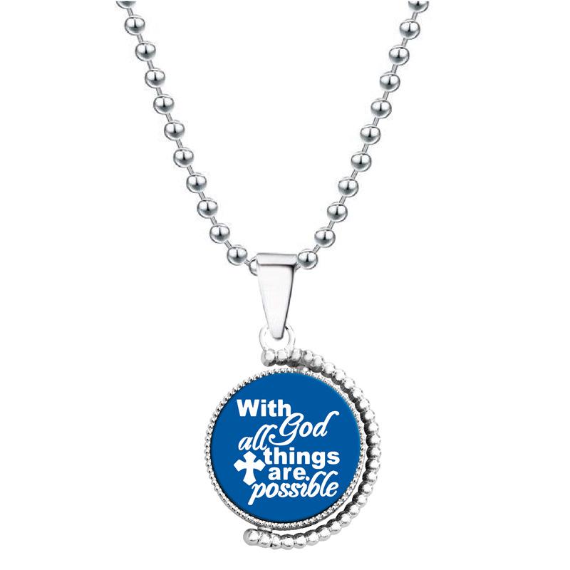 European & American Moon Pendant Necklace - Rotatable Engraving, Creative Christmas Gift, Titanium Steel.