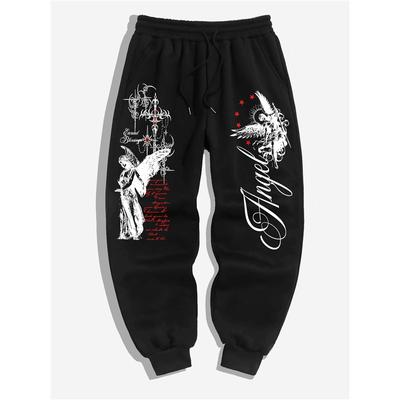 [Dunkler Street Style] Herren-Sweatpants mit Engelsdruck – Amerikanische High-Street Outdoor Casual Jogginghosen