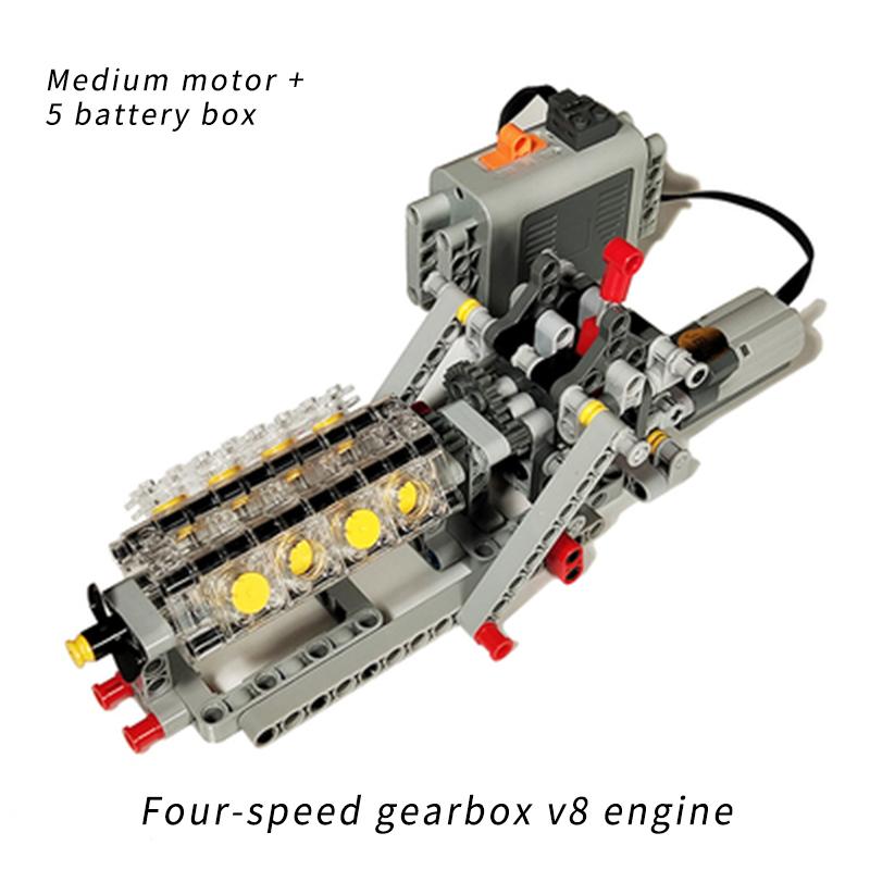 MOC Kreatívne Elektrické DIY Technické Dieliky Zostavené Stavebné Kocky Motor Prevodovka Spätný chod Mechanická Skupina Model Motora Hračka