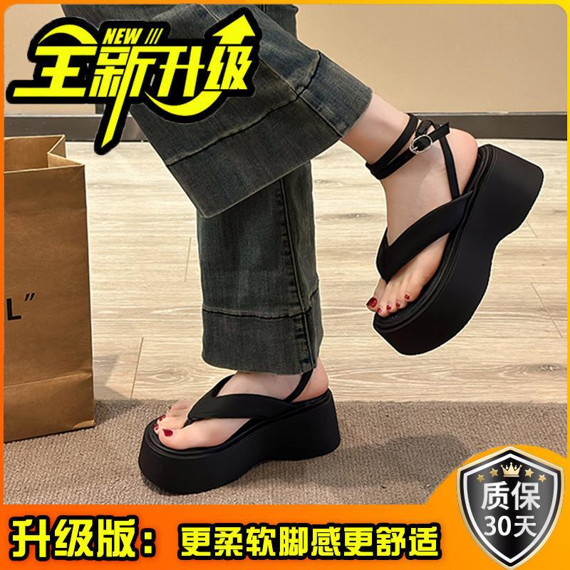 Temperament Fashionable Black Roman Sandals Women's 2025 New Summer French Platform Outer Wear Heightening Fairy Shoes
