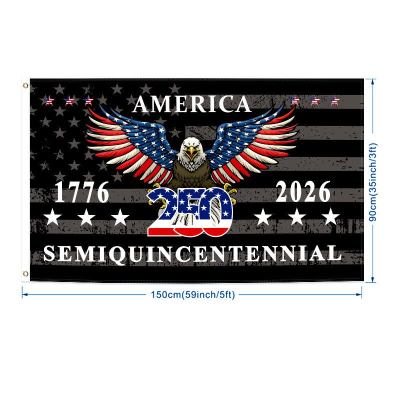 America 250th Years Birthday Commemorative Flag USA Patriotic Banner for Independence Day Historical Collector Gift 90x150cm