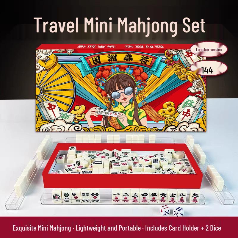 Compact Hand-Rubbed Mini Mahjong Set for Travel & Outdoor Use