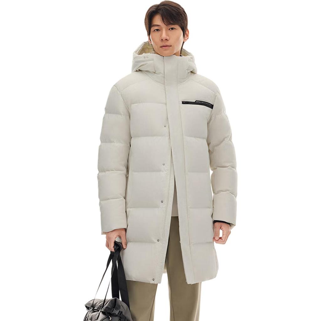 Anta Casual Letter Hooded Versatile Warm Mid-Length Down Jacket Men outerwear 152617914-1
