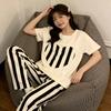 Summer Sweet Women's Pajamas Small Fresh Flowers Strawberry Short-sleeved Trousers Set Loose and Can Be Worn Outside Loungewear