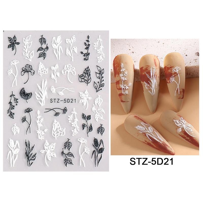 Snøklokke Nail Sticker Spring Flower Campanula 5D Preget Glider White Flora