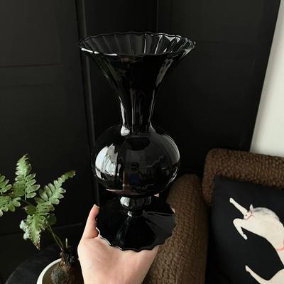 Vaso Nero in Vetro Nitrato Medievale Minimalista Europeo Soggiorno Camera da Letto Tavolo da Pranzo Decorazione di Alta Gamma Ornamenti Squisiti