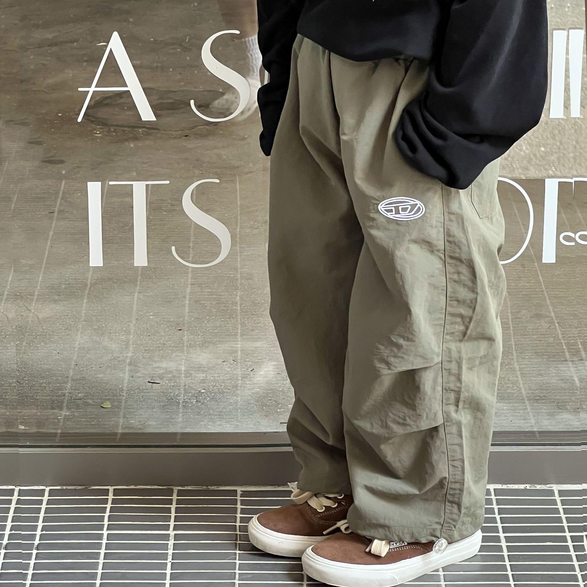 

Весенние прямые брюки с вышитыми буквами для мальчиков, легкие и тонкие детские мягкие свободные повседневные брюки-карго 90cm зелёный