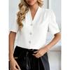 Women's New Summer V-neck Fashion Button Casual Business Short-sleeved Shirt