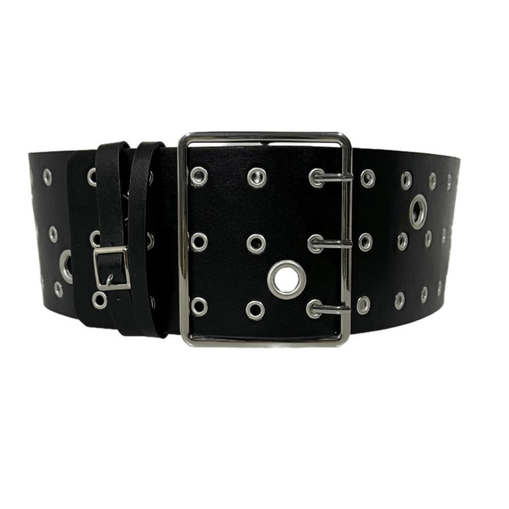 Personalized Design Y2K Cool Girls Belt Black Leather Waistbands  Skirt Accessories чёрный