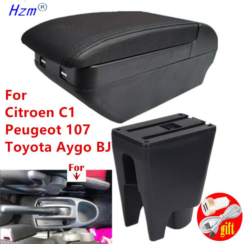 For Toyota Aygo BJ Armrest Box for Citroen C1 Peugeot 107 Armrest Box Store Box Cup Holder  Dedicated Retrofit Car Accessories