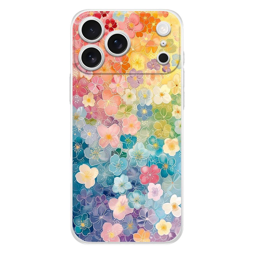 Soft Clear TPU Phone Case For iPhone 17 Air 16E 16 11 15 14 Pro MAX 12 13 7 8 Plus SE Easter Cover Summer Colorful Flower