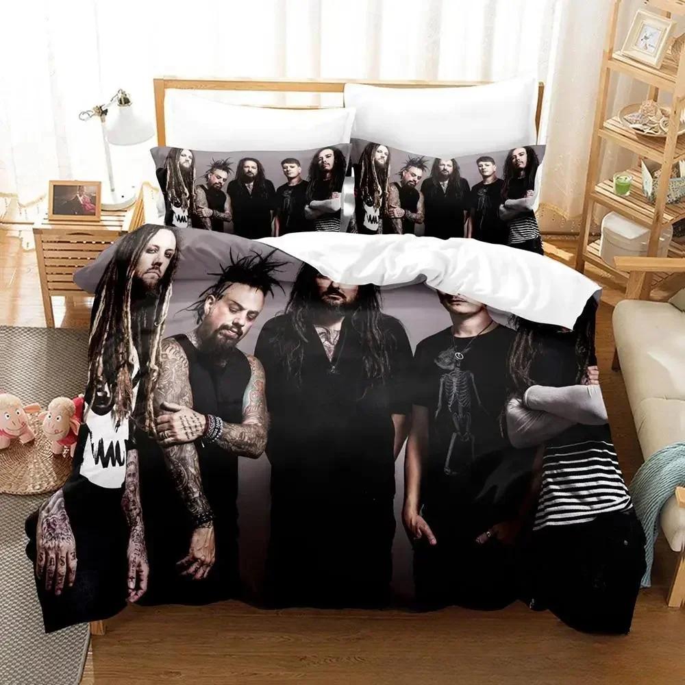 3D Print Korn Rock Band Bedding Set Duvet Cover Bed Set Quilt Cover Pillowcase Comforter king Queen Size Boys Adult Bedding Set