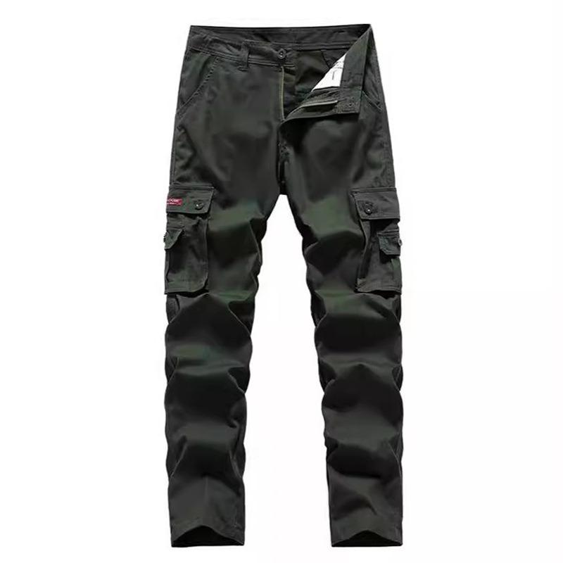 Nowe modne spodnie ogrodniczki casual męskie wielokieszeniowe retro jednolity kolor proste casualowe spodnie