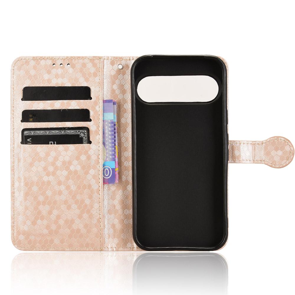 For Google Pixel 10 Pro XL Wallet Case Dot Pattern Imprint PU Leather Phone Cover with Wrist Strap