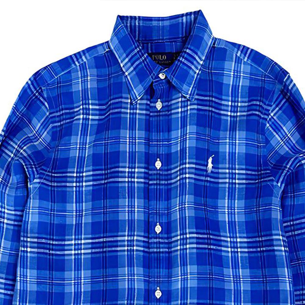 Polo Ralph Lauren Plaid Print Button-Down Long Sleeve Shirt Women Shirts Blue 211794821002