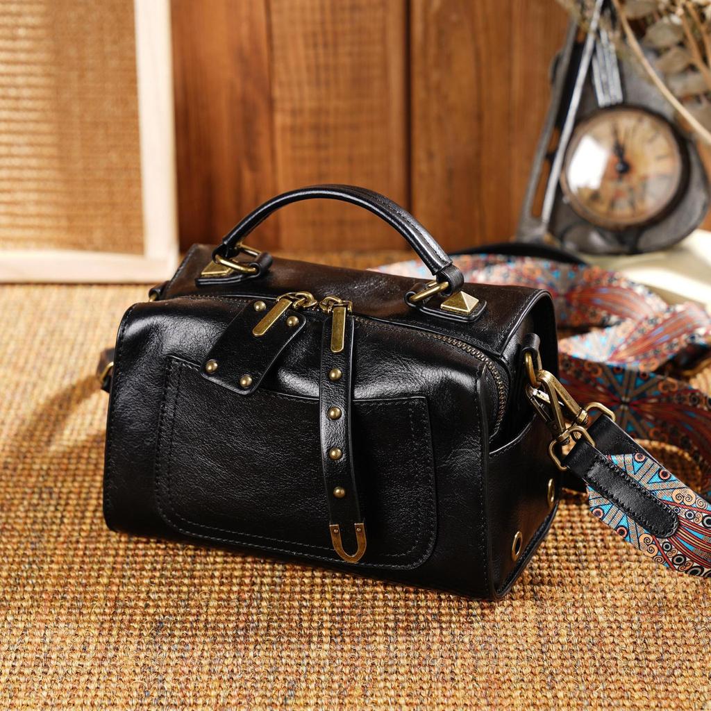 Damenhandtasche Luxus Echtes Leder Bost Handtaschen Vintage Stil Damen Umhängetasche Hohe Qualität Rindsleder Crossbody Taschen 9239
