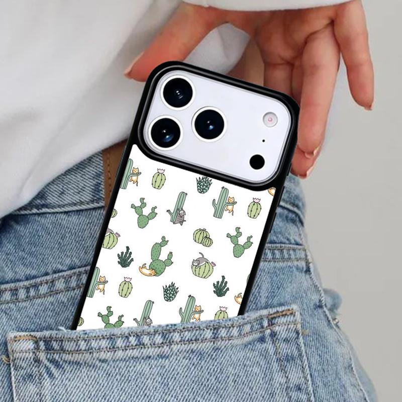 

Cute Avocado Cactus Phone Case for iPhone 16e 15 14 13 12 17 Pro Max Plus Air 17pro Cover Coque iPhone17 Pro