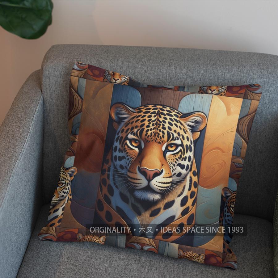 2D Colorful Abstract Leopard-Print Pillow For Home Pattern Cushion Cover Suitable For Sofa Bedroom Car Pillow Cover