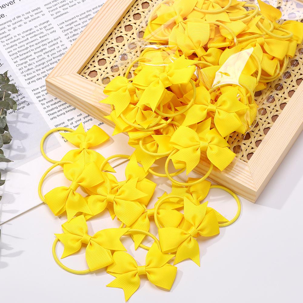 20Pcs/lot Girls Ribbon Hair Bows Rubber Band Kids Lovely Cheer Bowknot Hairband Boutique Children Headband headdress BABY BOWS