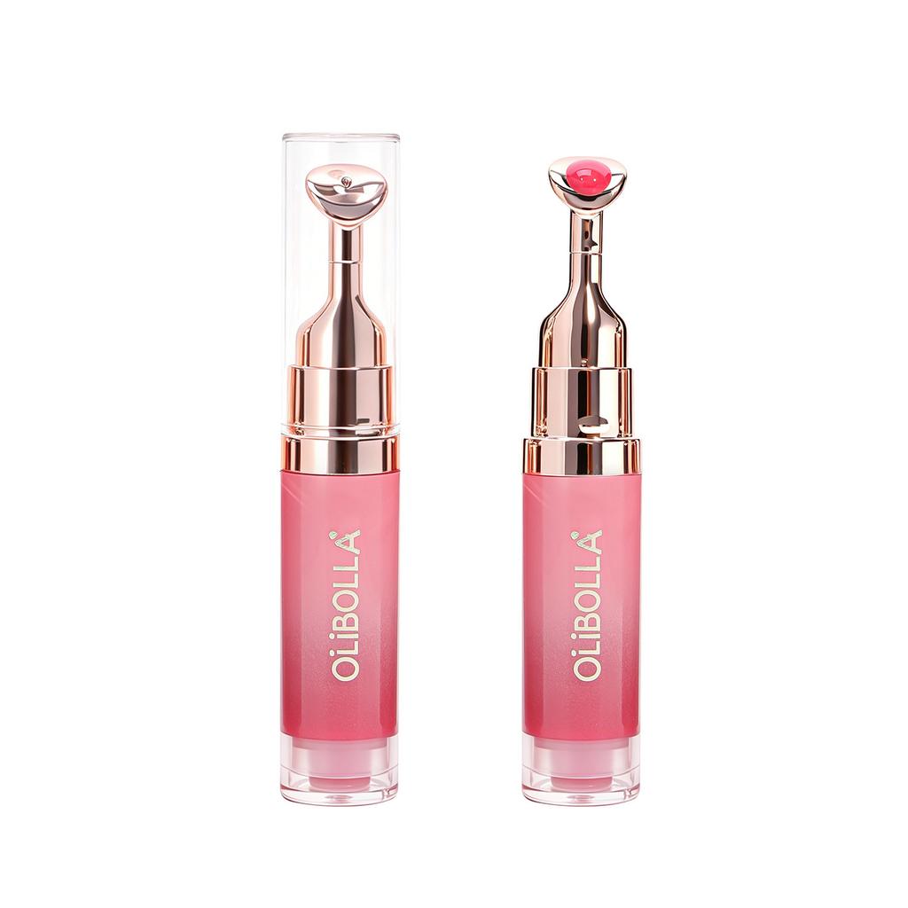 OLIBOLLA Spiegel Lipgloss mit Metall-Applikator, Feuchtigkeitsspendender Lippen-Plumper, Reduziert Lippenfältchen, Lippen-Serum Kosmetik