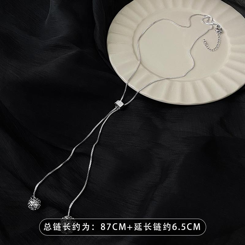 

Ожерелье из титановой стали с круглым шариком, длинное регулируемое, холодный ветер, цепочка для ключицы, простое, с индивидуальным характером, темпераментное, украшение, женское