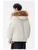 Men's and Women's Thickened Winter Down Jacket with Fur Collar, 90% White Duck Down Hooded Parka.