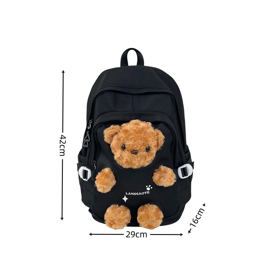 Backpack cute bear schoolbag junior high school girls college students new backpack niche Mori versatile bag