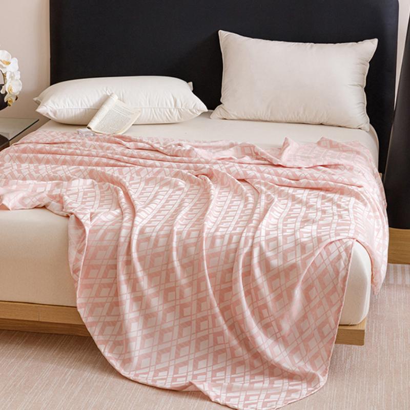 2025 New Bamboo Fiber Thin Cover Blanket, Simple Summer Air Conditioning Blanket for Single Double Bed