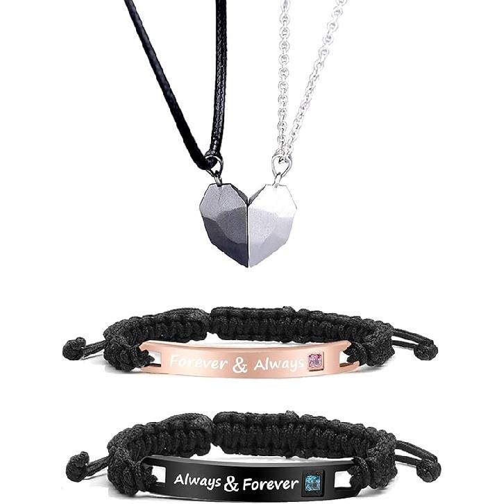 Long Tiantian Couples Bracelets Necklaces Matching Couple Bracelet Necklace for Bf Gf Couple Gifts for Her Couples Promise Necklace Bracelet for Him