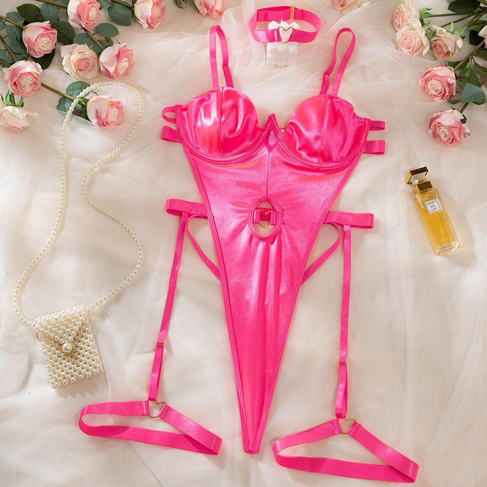 

Європейський та американський жіночий літній сексуальний боді-корсет, спокуслива білизна в стилі верхнього одягу з кісточками та пуш-апом L рожевий червоний колір