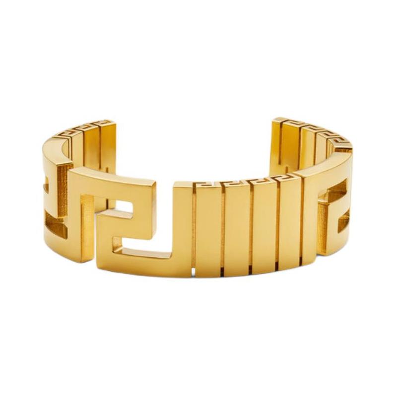 Versace Open Design Brass Bracelet Women's Bright 31823679 1022490-1A00620_3J000-bright Gold M