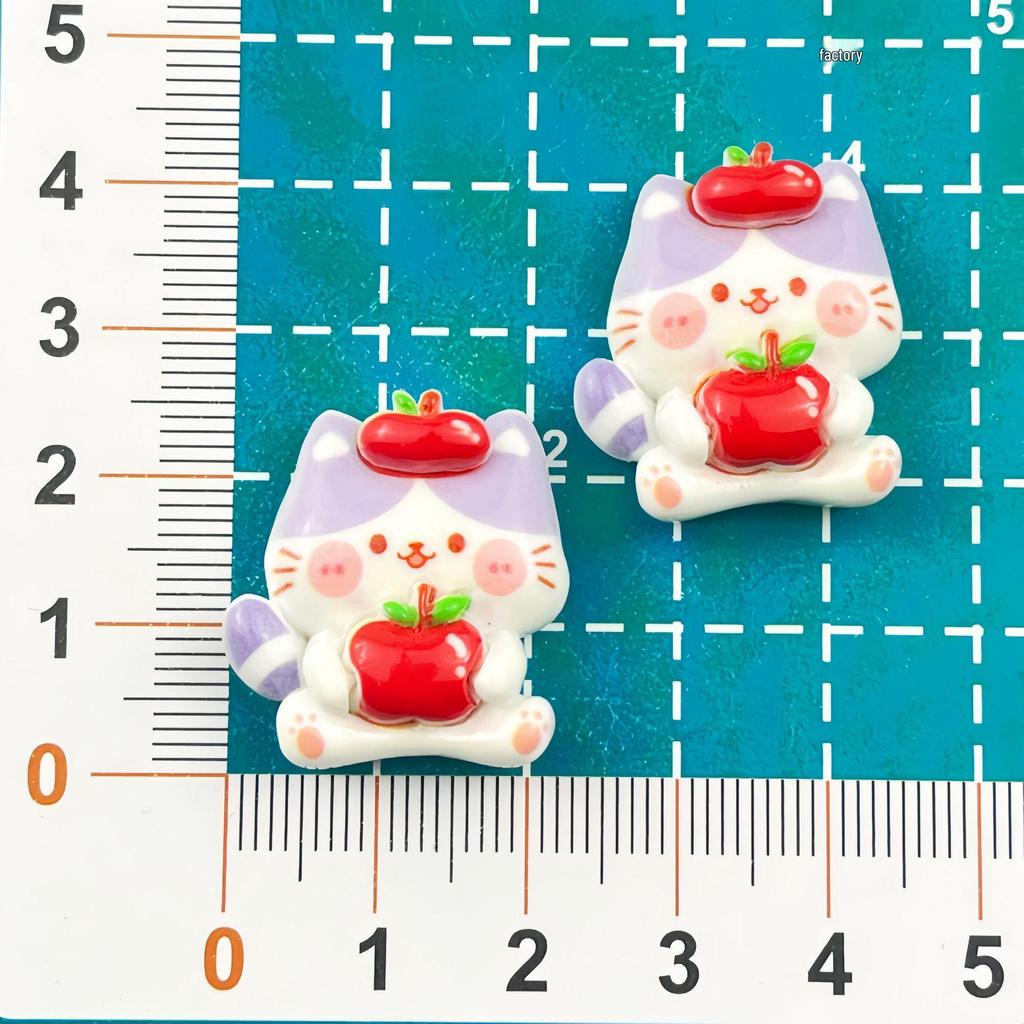 Cartoon Fruit Kitten Resin DIY Hair Clip, Keychain, Phone Case, and Fridge Sticker Decorations
