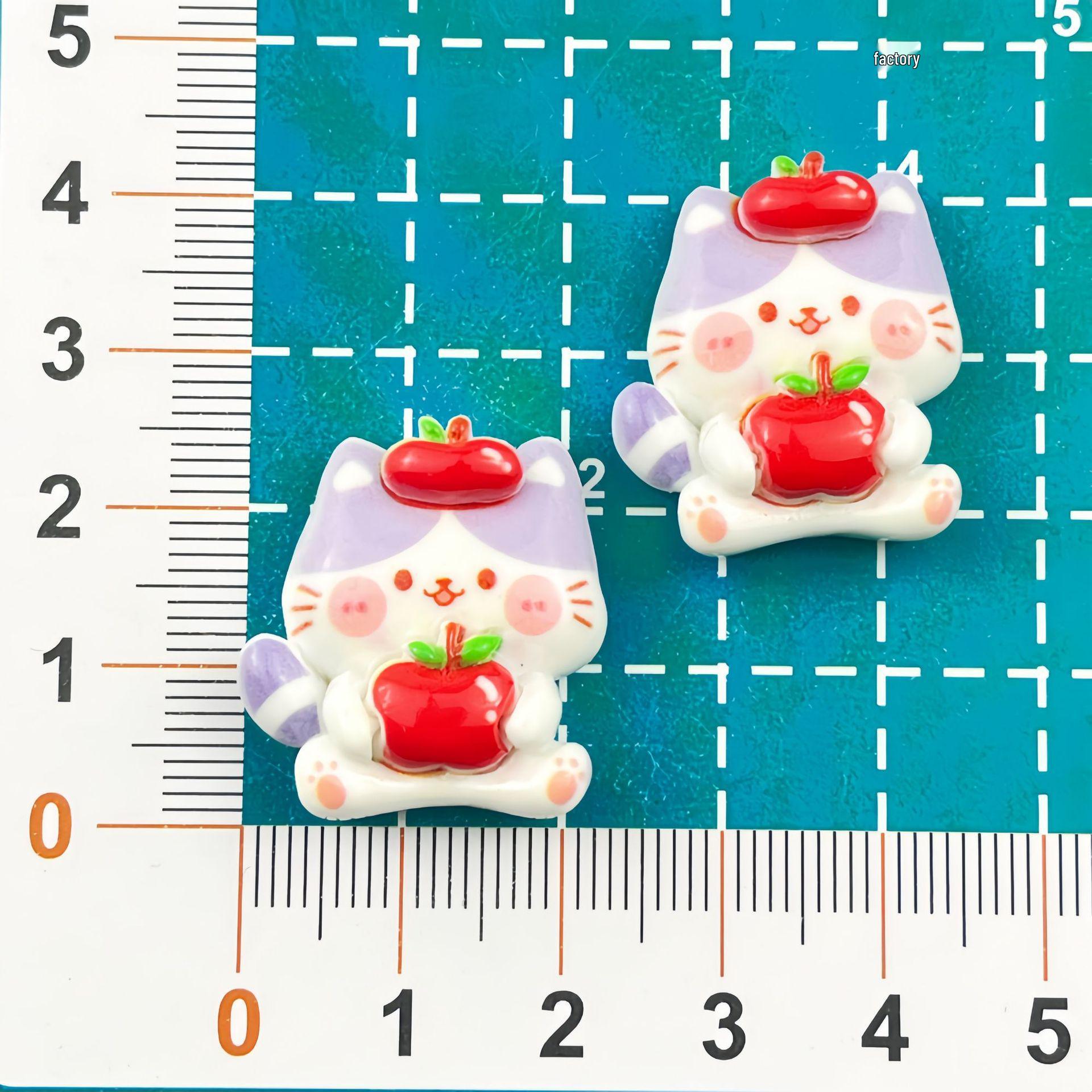 Cartoon Fruit Kitten Resin DIY Hair Clip, Keychain, Phone Case, and Fridge Sticker Decorations